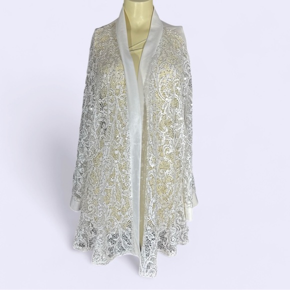 R&M Richards White Sequin Lace Kimono - Picture 7 of 8